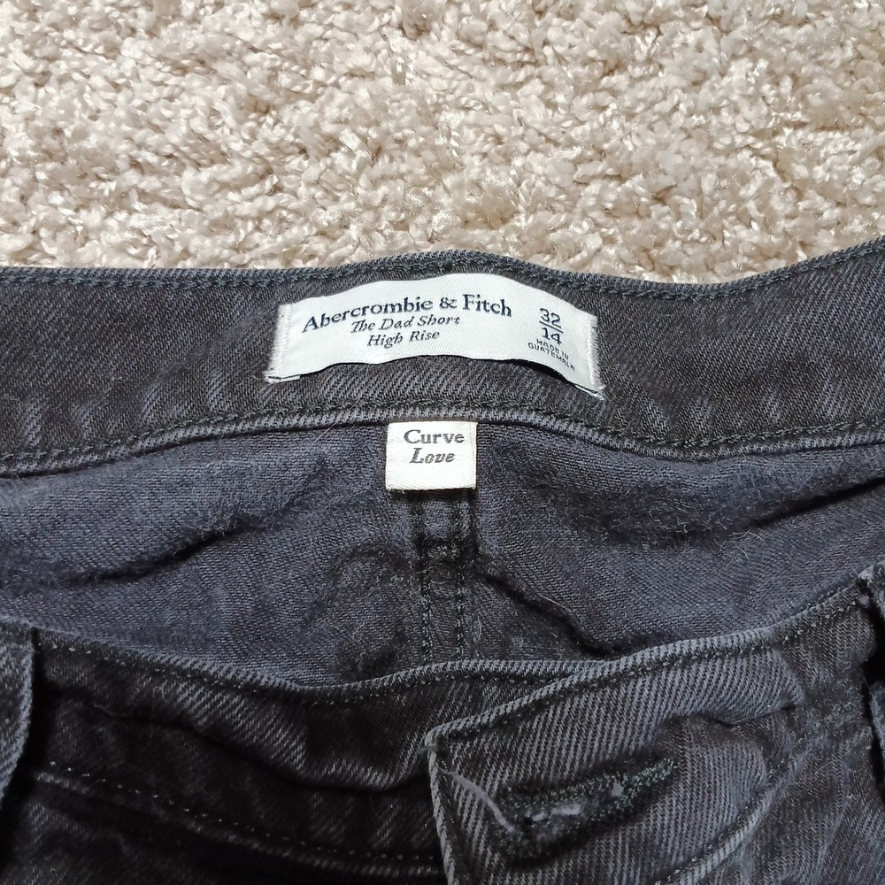 Abercrombie & Fitch Curve Love Dad Shorts Womens 14/32 Black Excellent High Rise - Picture 3 of 6